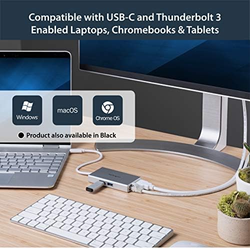 StarTech.com USB-C Multiport Adapter-USB - C Travel Docking Station w/ 4K, HDMI-60W Power Delivery Pass-Through, GbE,