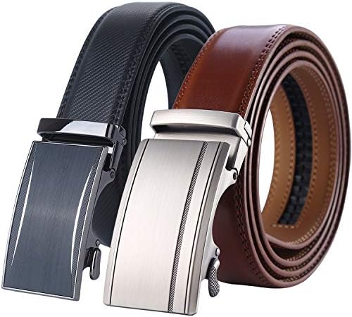 Lavemi Men ' s Real Leather Ratchet Dress Belt with Automatic Buckle,Елегантен Подарък Кутия