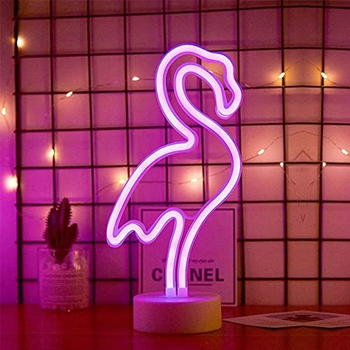 LED Flamingo Neon Light Signs, Неонови Надписи Лампи ,Фламинго Неонови Светлини Стая Декор, Нощни Светлини с Пьедесталом