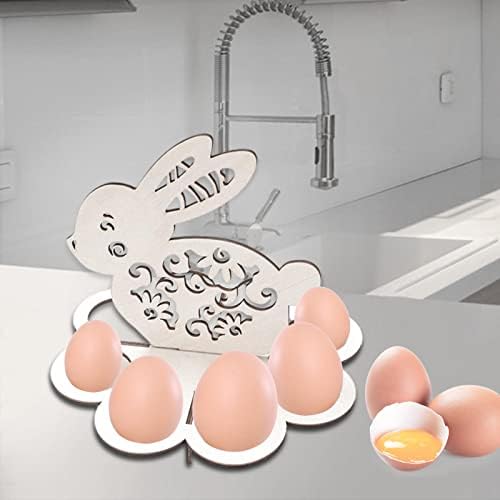 Homyl 8-Hole Wood Rabbit Egg Design Rack Space Saving Egg Dispenser Egg Рафтове за Кухненски Декорации