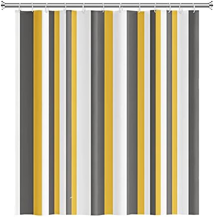 Renaiss Жълто-Сива Ивица Завеса За Душ, Различна Дебелина на Жълто-Сива политика на Вертикална Лента за Модерен Елегантен