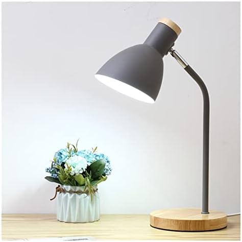 JINYIWJ Настолна лампа Скандинавски проста желязна дървена настолна лампа Модерна селска настолна лампа LED E27 с 5 цветя,