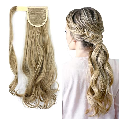 iLUU Medium Забавно with Bleach Забавно Акценти Clip in Опашка Extension Wrap Around Long Къдрава Wavy Hair Extension