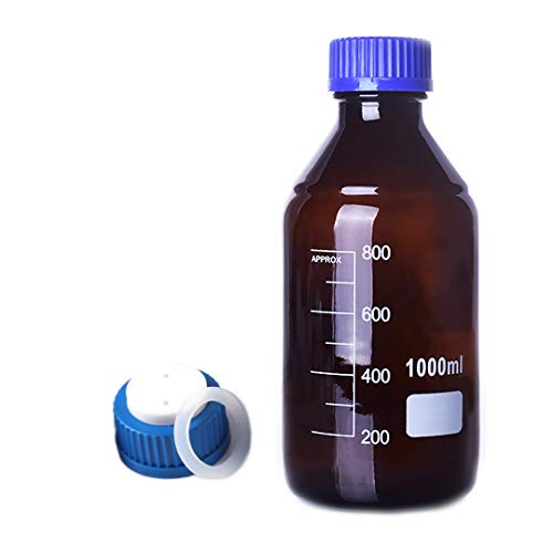 DONLAB MBW-02L2 Glass 2000ml/2Л Amber Brown Round Media Storage Bottle Reagent Bottle with PTFE 2-Hole Mobile Phase Cap