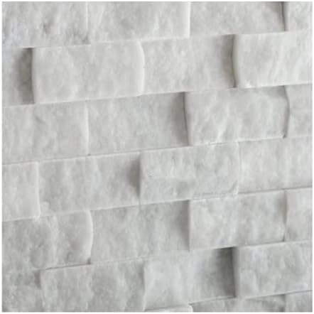 Carrera Carrara Marble White Italian 1x2 Split-Faced (Rugged Surface) Brick Mosaic Tile - Кутия от 6 листа - 5 кв. Фута.
