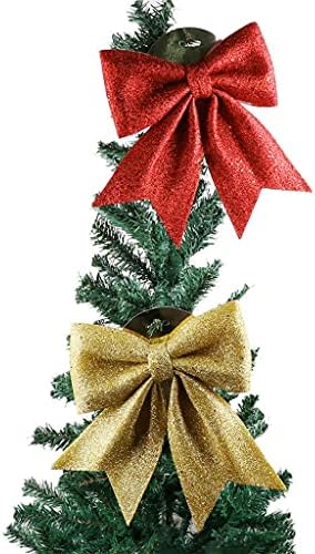 NDBSS 3 бр Искрящ блясък Коледна Лента Лук Коледно Дърво, Орнаменти ръчно изработени Коледни украшения (цвят : червен, размер : 24x27 mm)