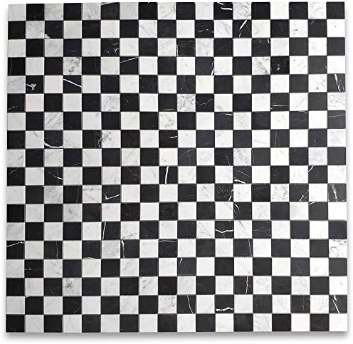 Каменна Център Онлайн Carrara White & Nero Marquina Black Marble 2x2 Checkboard Mosaic Tile Polished for Кухня Backsplash,