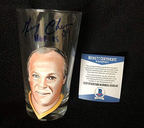 Gerry Cheevers Signed & Inscribed Painted Boston Bruins Pint Glass Beckett COA - NHL Autographed Разни