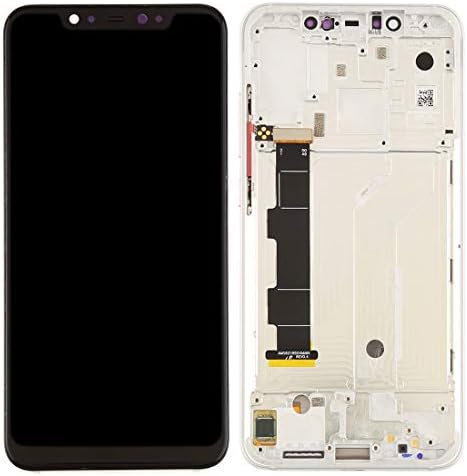 LCD и цифров преобразувател Пълна монтаж с Рамка и странични Бутони за Xiaomi Mi 8 Резервни части (Цвят : сребрист)