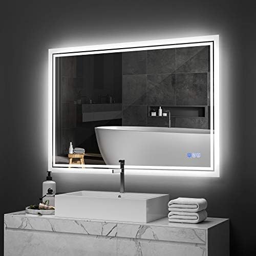 ANTEN 36x28 Инчов LED Осветен Bathroom Mirror, Wall-Mounted Vanity with Mirrors Светлини, Dimmable Touch Sensor, 3000-6000K