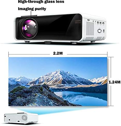 Мини Led Видео 1080P Full HD-6000 Лумена WiFi Проектор Лаптоп за iPhone Смартфон Samsung Безжичен Проектор HDMI 75000 Часа Мултимедия Домашен Проектор, Офис Филм