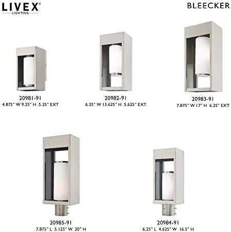 Livex Lighting 20985-04 Bleecker - 20 One Light Outdoor Post Топ Фенер, Черна тапицерия с атласным Опаловым бяло Стъкло