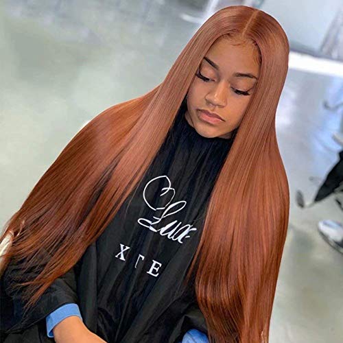 Imeya 24 Inch #30 Brown Colored Human Hair Wigs Glueless Light Auburn Перука 13x6 HD Прозрачна Дантела Пред Перука Предварително Оскубани Бразилски Девствени Коса 150% Плътност на Естествената Линия