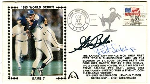 Стив Balboni & Bret Saberhagen 1985 World Series Autographed First Day Cover - MLB Cut Signatures