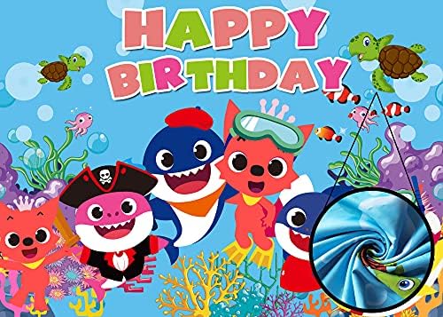 Baby Shark Background 5x3ft Washble and Polyester Ocean Theme Cartoon Baby Shark Birthday Decorations Background for Children