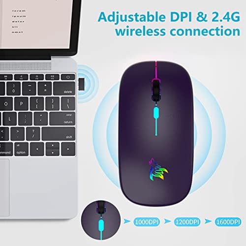 Безжична мишка-Led Безжична Компютърна мишка-Акумулаторна Тънка Тиха мишка-Преносим мишка 2.4 G-Оптични, Безжични компютърни