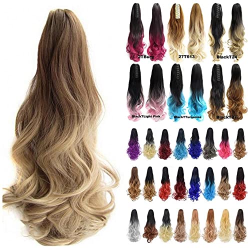 Ombre Опашка Extensions Clip On Hairpiece Pony Tail High Temperature Fiber Synthetic Hair Claw Ponytails,4/30HL, 20inches