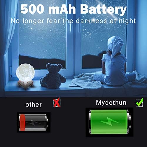 Mydethun 16 Цвята Лунна Лампа Led 3D Принт Хладен Лунен лека нощ с Поставка Дистанционно Сензорно Управление и USB Акумулаторна