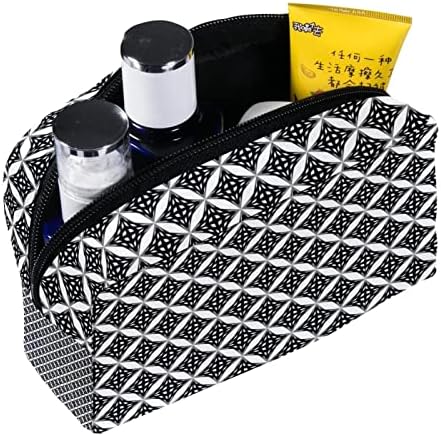 Косметичка цип Затваряне Компактна Тоалетна Чанта в Чантата си,Черно-бял