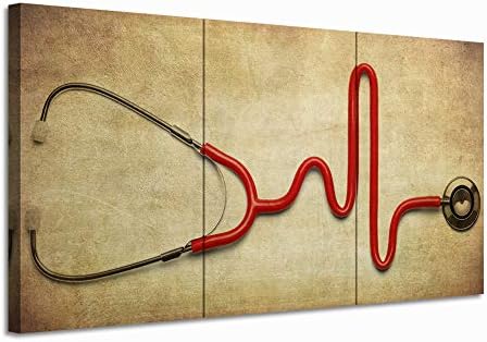 Nachic Wall 3 Piece Платно Wall Art Stethoscope on Vintage Background Painting Art Prints Health Care Concept Picture Artwork Science Doctor Office Wall Decoration Medical Student Surgeon Gift
