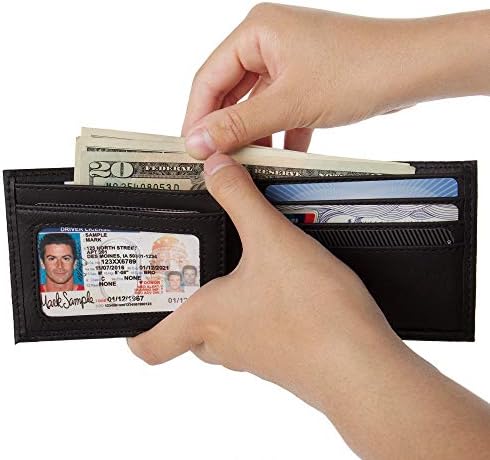 Мъжки двойна чантата си Шеги-Високо ниво на сигурност с прозорец за самоличност и джобове за кредитни карти