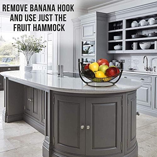 Dinette Decor Fruit Bowl with Banana Hanger - Кошница за плодове с подвижна притежател на банан - Черен Хром или бронзов