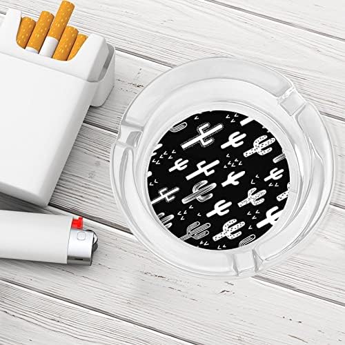 Черно-Бял Кактус Термостойкое Стъкло Кръгла Пепелник Аксесоари За Пушене на Цигари на Вътрешен Външен Диаметър: 3.3 инча