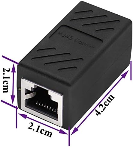 AAOTOKK RJ-45 Coupler, in Line Network RJ-45 Female to Female Ethernet Extension Adapter, LAN Конектор Вграден Connectors Network for Cat5/Cat5e/Cat6/Cat6e Ethernet Кабел(Black-2 Pack)