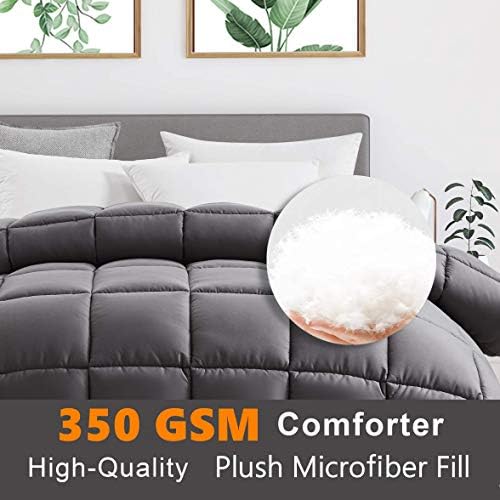 ELNIDO QUEEN All Season Down Alternative Comforter - сив 350 GSM Comforter - Чаршаф с ъгъл язычками, Стеганое спално бельо