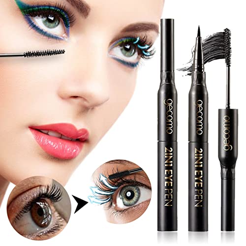 4d Fiber Mascara & Eyeliner Set, Smudge-proof and Waterproof Thickens Eye Makeup and Length 10ml (A)