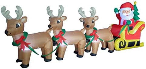 Два комплекта бижута за Коледно парти, включва в себе си 8-крак Коледен Надуваем Дядо коледа с шейна с 3 Елени и коледната елха, и 6-крак Коледен Надуваем Снежен човек