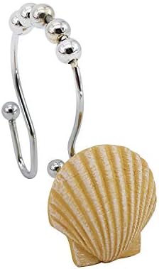 BEAVO Seashell Душ Завеси Куки ,12 бр Двоен Валяк Приплъзване на Ръжда От Неръждаема Стомана Декоративни Душ Завеси Пръстени