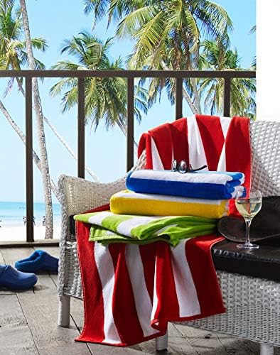 2 пакета (а)Боядисана прежда Cabana Stripe Velour Pool&Beach Towels / Extra-Large Size / Super Absorbent / Quick Dry /
