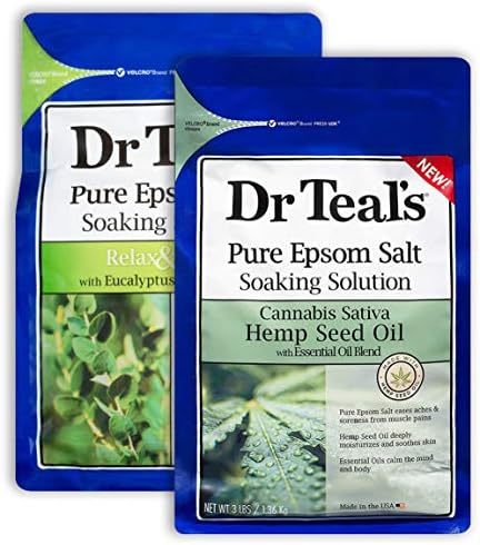 Dr Teal's Английска Bath Salt Combo Pack (само 6 кг), Relax & Relief с эвкалиптом и мента, а също и масло от семена на