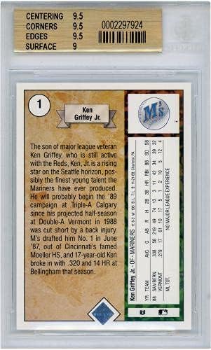 Кен Griffey Jr. Seattle Mariners 1989 Upper Deck RC #1 БГД 9.5 Карта - Горната палуба - Отслабена Бейзболни карти