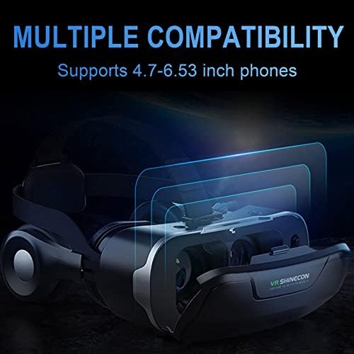 Слушалки Peorpel VR с дистанционно управление, Домашни 3D Киноигры Виртуална реалност Smart All-in-one Очила за виртуална реалност 3D, Съвместими с Мобилни телефони 4,7-6,53 инча (с?