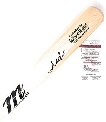 Addison Russell Chicago Cubs Signed Autograph Game Model Автентичната Бейзболна Бухалка JSA Wintessed Certified
