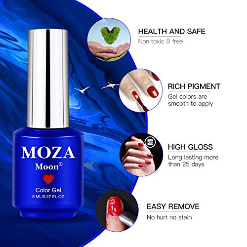 MOZA MOON Nail Color Gel Kit with Long lasting Soak off маникюр Gel for Nail Manicure Salon or САМ at Home - 0.27 мл 6
