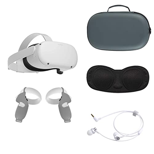 2021 Me-T-A 2nd Gen Virtual Reality All-In-One VR Headset 128GB, Сензорни Контролери, LCD екран с честота на опресняване 1832x1920 до 90 Hz, Калъф за носене Capon, Слушалки, Сив капак за Улавяне, Капак на об