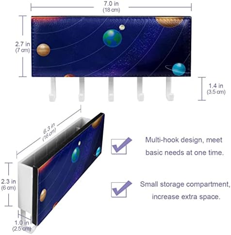 Universe Solar System Planets Key and Mail Holder for Walls - Закачалка за Ключове с Пощенски Организатора и 5 Куки, Залепваща