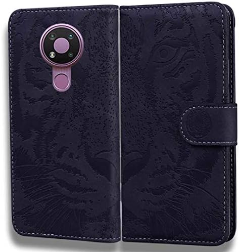 Nokia 3.4 Тигър Портфейла Stand Case, Imprint Face Style Money, Credit Card Slots Soft New Cover, DANGE TPU Protect Light