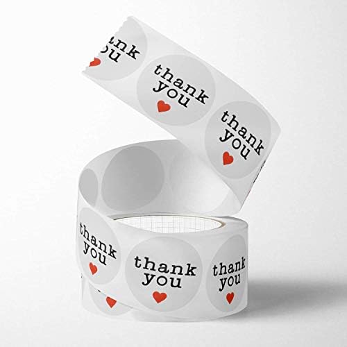 Unihom - Thank You Stickers Roll (Set of 2, 1000 pcs) 2.5 cm / 1 inch Self Adhesive Label Boutique Supplies for Business Letter, Gift Packaging, Customer Мейлър & Retail Bag (Прозрачен)