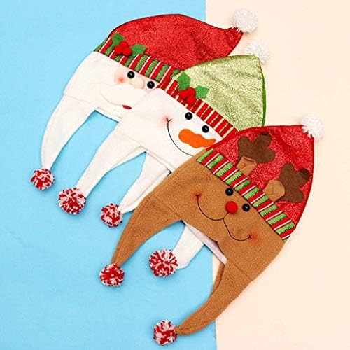 NUELLO 3 Pack Santa Hat, Празнична Коледно Парти Украса Меко Плюшено мече Дядо коледа, Снежен човек Елен-A