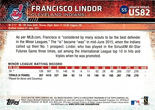 2015 Topps Update #US82 Francisco Lindor Baseball Новобранец Card in Protective Display Case