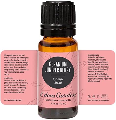 Edens Garden Geranium Juniper Berry Essential Oil Synergy Blend, Чист Терапевтичен Клас (неразбавленные естествени/