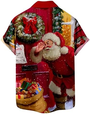 XXBR Коледни Ризи за Мъже, Забавни 3D Коледа Дядо Коледа Печатни Блузи С Къс Ръкав Копчета Домашно Парти Ежедневни Риза