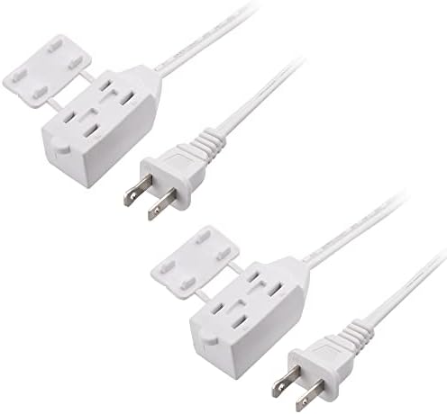 Кабел Matters 2-Pack 16 AWG 2 Prong Extension Cord 6 ft, UL Listed (3 Outlet Extension Cord) with Tamper Guard White