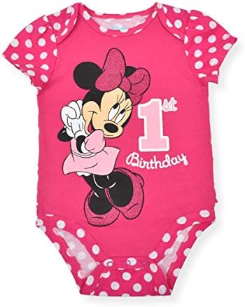 Disney Baby гърлс Minnie Mouse Short Sleeve First Birthday Bodysuit пълзящо растение