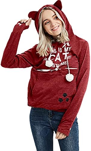 Дамски Блузи Пет Holder Cat Dog Pouch Large Carriers Пуловери с Принтом Котки Hoody