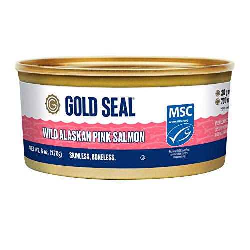 Gold печат Див Аляска розова сьомга – Без кожа и кости - 6 унции (170 г) - 6 броя – 700 мг Омега-3 в порция (EPA и DHA